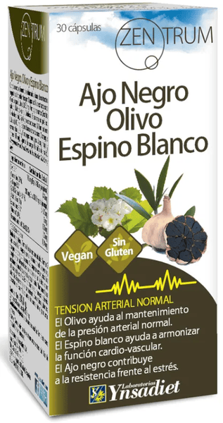 Ynsadiet Negro/Blanco Zentrum Ajo Espino Y Olivo 30 Cápsulas