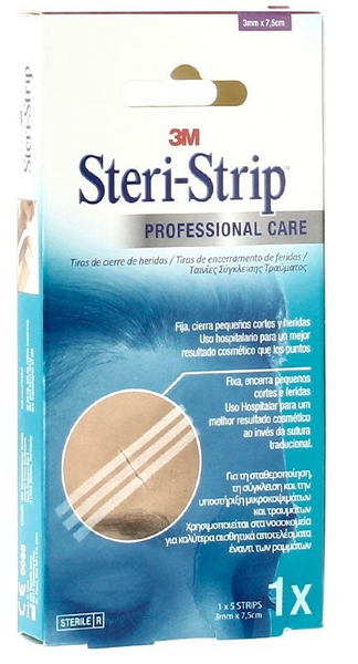 3M Steri Strip Sutura Estéril 3mm X 7,5cm 5 Unidades