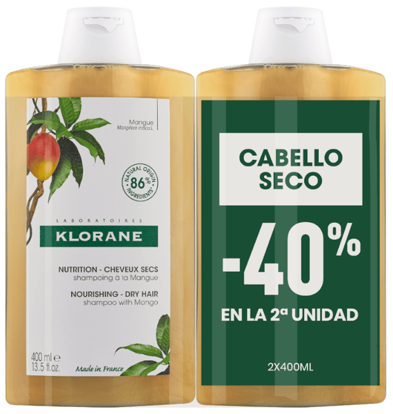 Klorane Duplo Champú Mango 2X400 Ml 800 Ml - Imagen 4