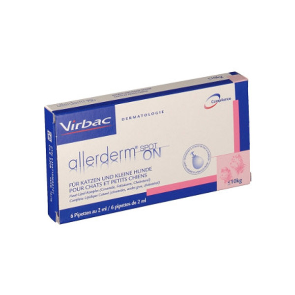 Virbac Allerderm Spot-on pour petit chien et chat (jusqu'à 10 kg) 6 pipettes