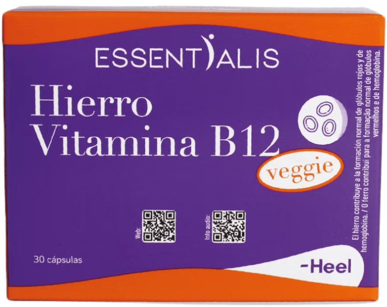 Essentialis Rojos Hierro Vitamina B12 Veggie 30 Cápsulas