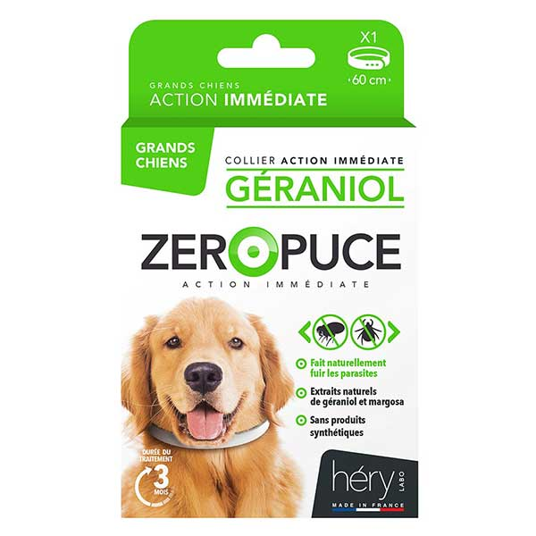 Héry Géraniol Collier Grand Chien Zéro Puce 60cm