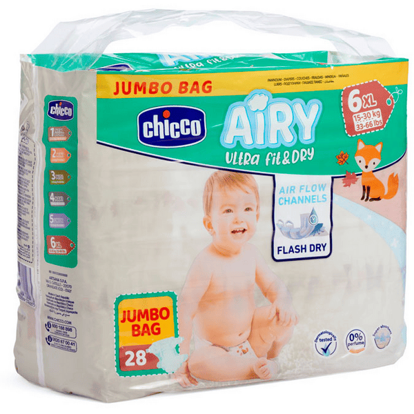 Chicco Pañales Jumbo Airy XL 15-30 kg 28 uds