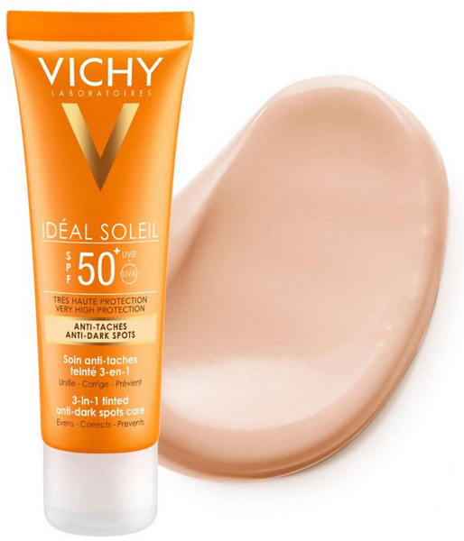 Vichy Ideal Soleil Antimanchas 3 en 1 SPF50+ con Color 50 ml