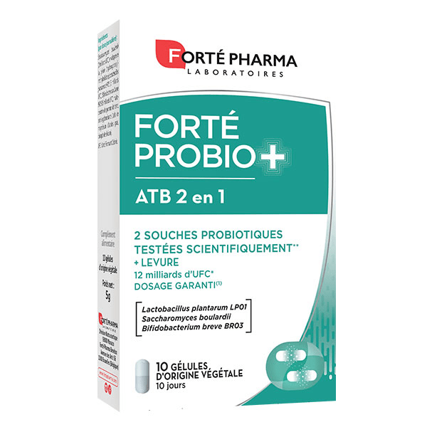 Forté Probio+ ATB 2en1 Souches microbiotiques Levures 10 gélules 2