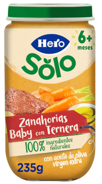 Hero Solo Zanahorias Baby con Ternera +6m 235 gr