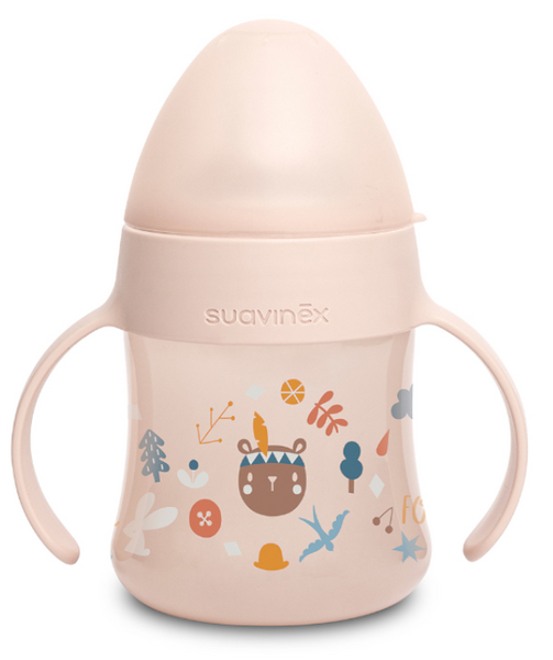 Suavinex Biberón Con Asas First +4m Rosa 150 Ml