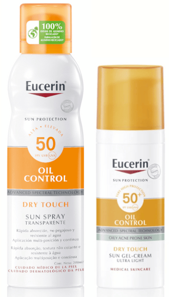 Eucerin Sun Spray Solar Transparente SPF50+ 200 ml + Gel-Crema Oil Control Dry Touch SPF50+ 50 ml