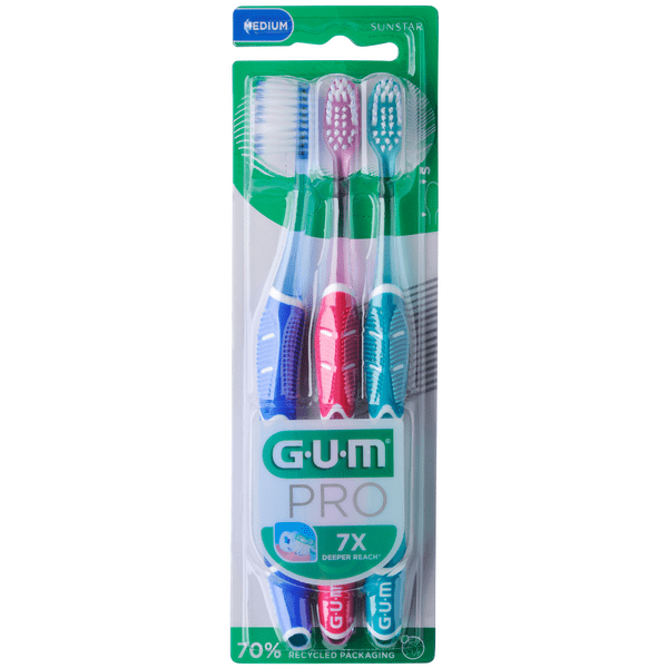 Brosse à dents GUM® PRO Medium 2+1 Offert 3