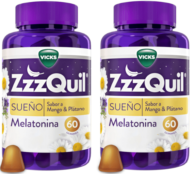 ZzzQuil Sueño Melatonina Dormir Mango y Plátano 2x60 Gummies
