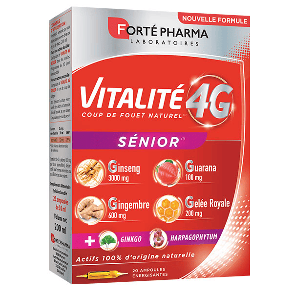 Vitalité 4G Sénior Dynamisant Ginseng Ginkgo 20 ampoules