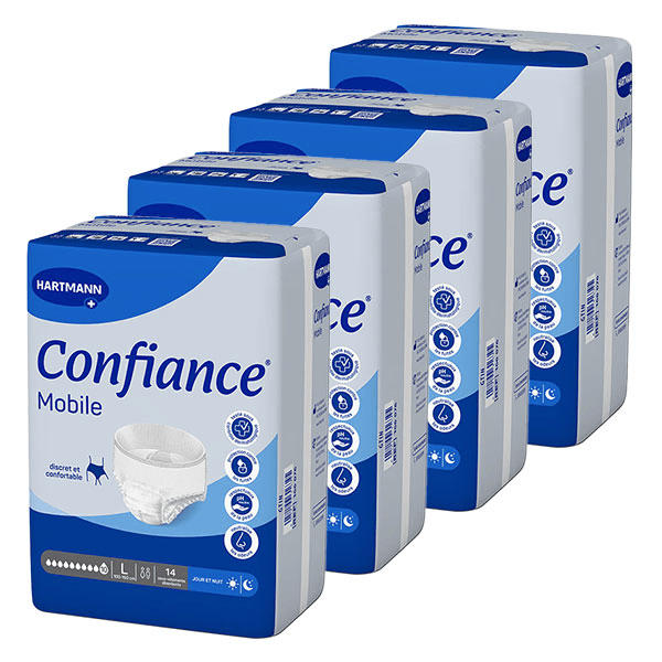 Confiance Mobile Absorption 10 Gouttes - Taille L - 14 sous-vêtements Lot de 4