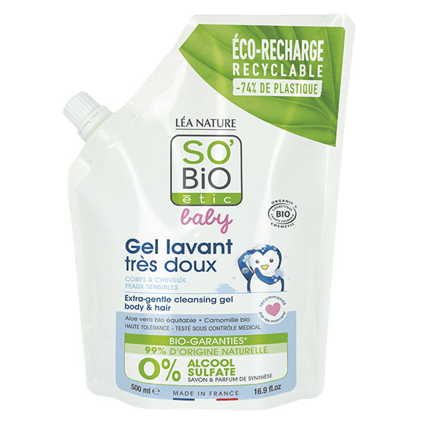 So'Bio Étic Baby Gel Lavant Très Doux Recharge Bio 500ml 2