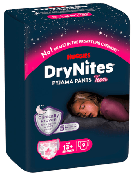 Huggies DryNites Pañales de Noche Niña Talla +13 (48-60 Kg) 9 Uds
