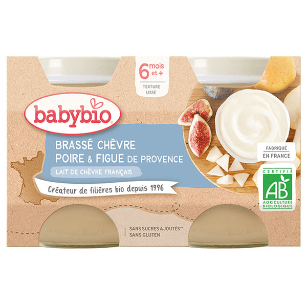 Desserts Lactés Pot Brassé au Lait de Chèvre Poire Figue +6m Bio 2 x 130g 4