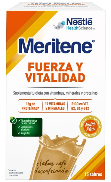 Meritene 3 X Fuerza Y Vitalidad Batido Café Descafeinado 15 Sobres De 30G - Imagen 3