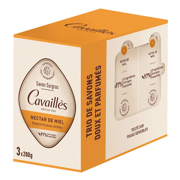 Cavailles Savon surgras Nectar de miel 3X200gr 4