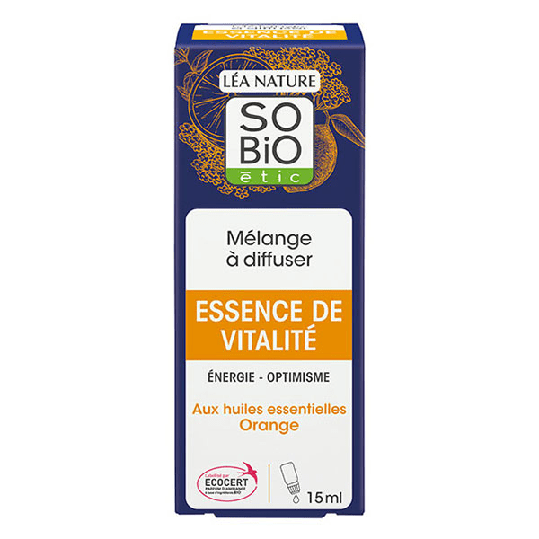 Léa Nature So Bio Etic, Mélange à diffuser Essence de vitalité, huiles essentielles, orange 15ml
