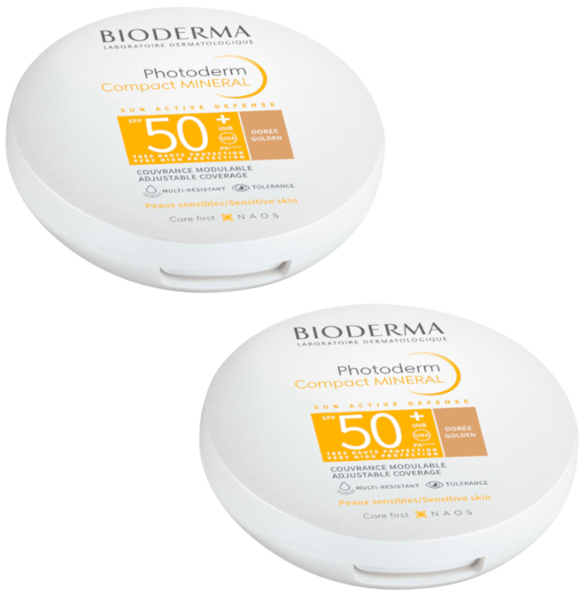 Bioderma Photoderm Max SPF50+ Compacto Solar Mineral Tono Dorado 2 uds