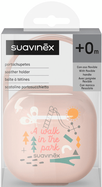 Suavinex Portachupetes con Asita Flexible para Colgar Walk Rosa