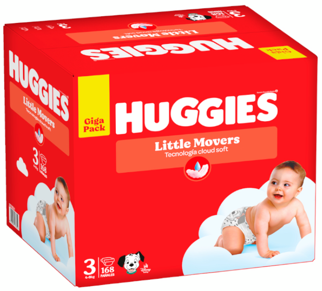 Huggies Little Movers Pañal Talla 3 (4-9 Kg) 168 Uds