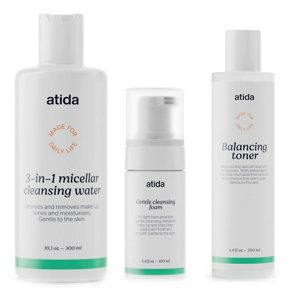 Atida Agua Micelar 300 ml + Mousse Limpiadora 100 ml + Tónico 200 ml