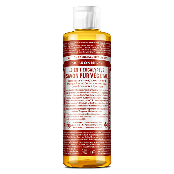 Dr Bronner's Savon Pur Végétal Eucalyptus '18 en 1' 240ml