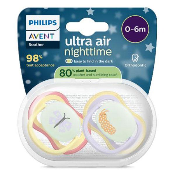 Sucette Ultra Air Nuit  0-6M  Pastelle x2, sans BPA