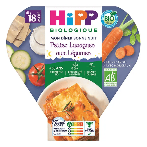 Bio Mon Dîner Bonne Nuit Assiette Petites Lasagnes aux Légumes +18m 260g