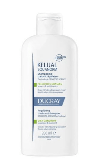 Ducray Kelual Squanorm Regulating Treatment Shampoo Oily Dandruff Champú Contra La Caspa Grasa 200 Ml - Imagen 3