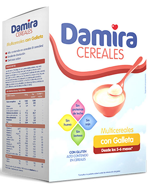 Damira Papilla 8 Cereales Con Galletas María FOS 6m+ 600gr
