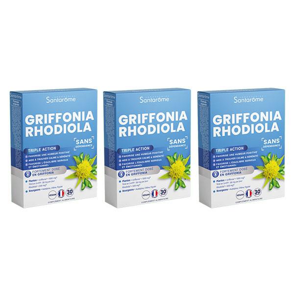 Santarome - Griffonia Rhodiola - Equilibre émotionnel - 30 gélules - Lot de 3