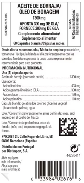 Solga Aceite De Borraja 1300 Mg 60 Cápsulas Blandas