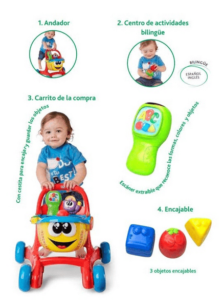 Chicco Andador Happy Shopping Bilingüe 4 en 1 9-24 Meses