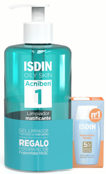 Isdin Acniben Gel Matificante 400 ml + REGALO Fusion Water Magic 10 ml