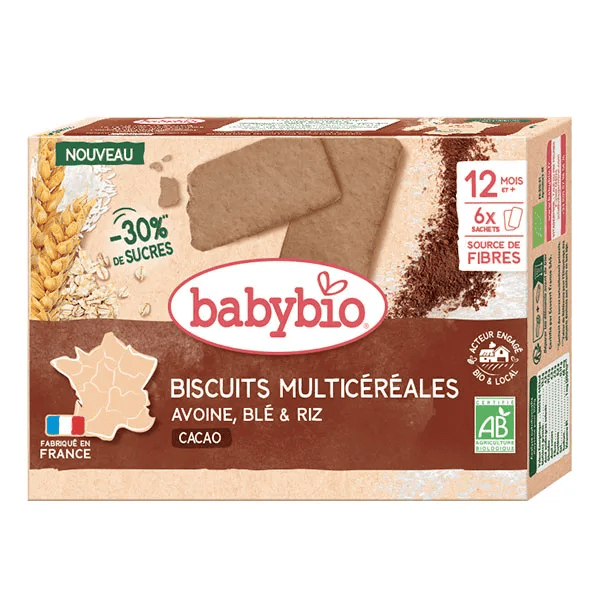 Biscuits Multicéréales Cacao Blé Riz et Avoine 120g 3