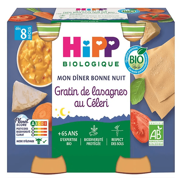 Bio Mon Dîner Bonne Nuit Bol Gratin de Lasagnes au Céleri +8m Lot de 2 x 190g 2