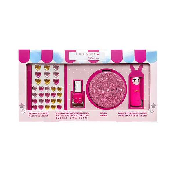 Coffret Glitter Rose - Vernis, Baume à Lèvres, Strass & Miroir