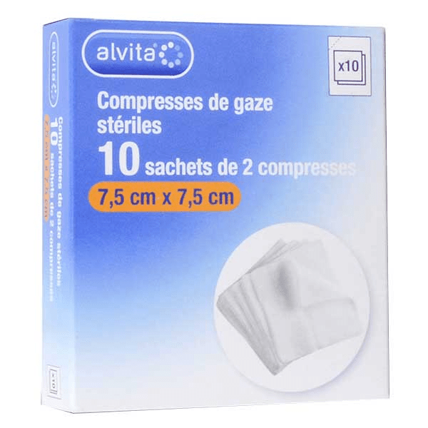 Compresse Gaze 7,5 x 7,5cm Lot de 10 x 2 unités 2