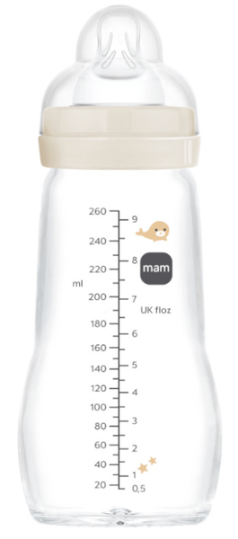 Mam Biberón Cristal Feel Good Flujo Medio Neutro Mate 2-4M 260 Ml
