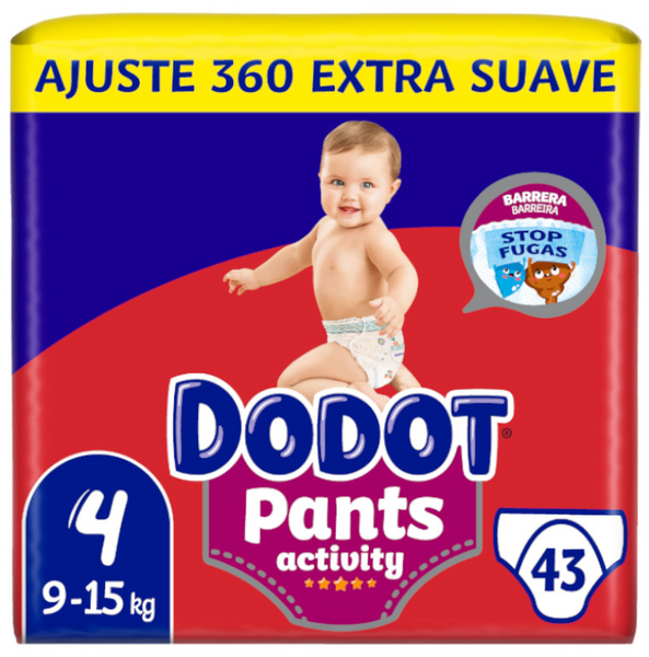 Dodot Pants Activity Extra-Jumbo Pack T4 (9-15 Kg) 43 Uds