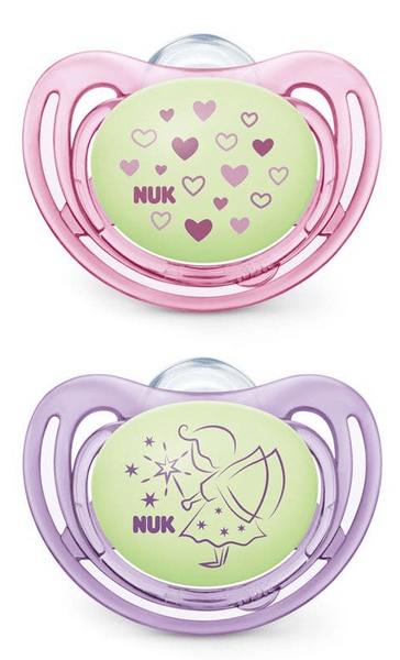 Nuk Freestyle Night Chupete Silicona 0-6m Rosa 2 uds
