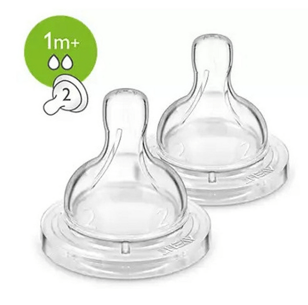 Avent Tetina de Flujo Lento 2 Agujeros (1m+)  2 Uds