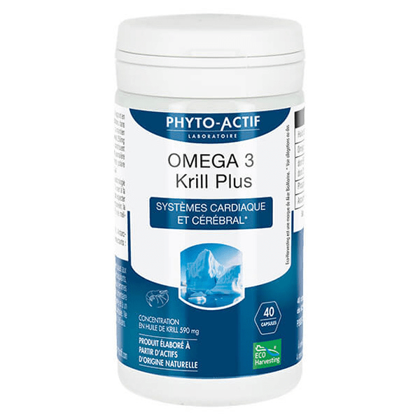 Phytoactif Omega 3 Krill Plus Système Cardiaque et Cérébral 40 Capsules 2