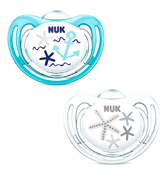 Nuk Chupete Silicona 0-6m Beach Azul y Blanco 2 Uds