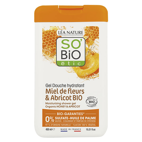 So'Bio Étic Douche Gel Hydratant Miel de Fleurs et Abricot Bio 450ml 2