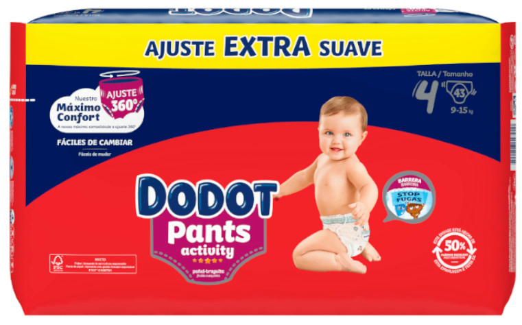Dodot Pants Activity Extra-Jumbo Pack T4 (9-15 Kg) 43 Uds