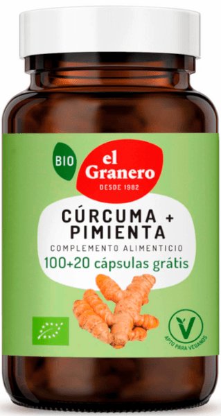 El Granero Integral Cúrcuma Y Pimienta Bio 100+20 Cápsulas