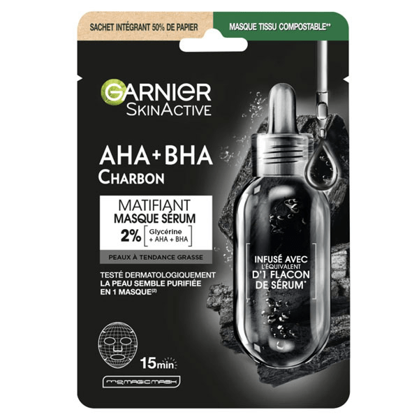 SkinActive Masque Tissu Charbon Végétal Purifiant & Hydratant 2