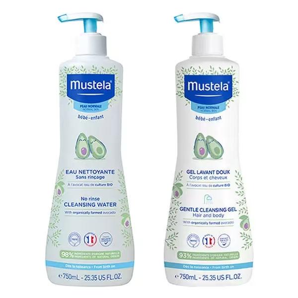 Mustela Hygiène Bébé – Lot Gel Lavant Doux & Eau Sans Rinçage 750ml